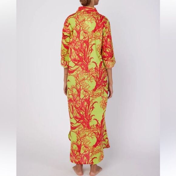 Modaposa Green & Pink Cotton Maxi Dress(Size Medium) - Picture 2 of 8